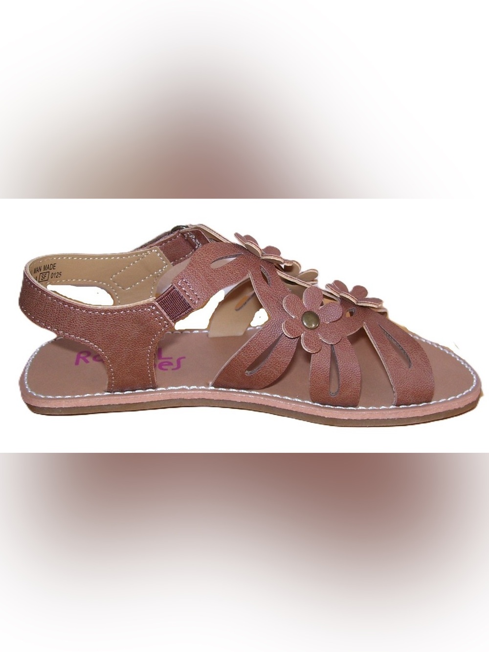 Rachel Shoes Brown Floral Strap Sandals for Kids
